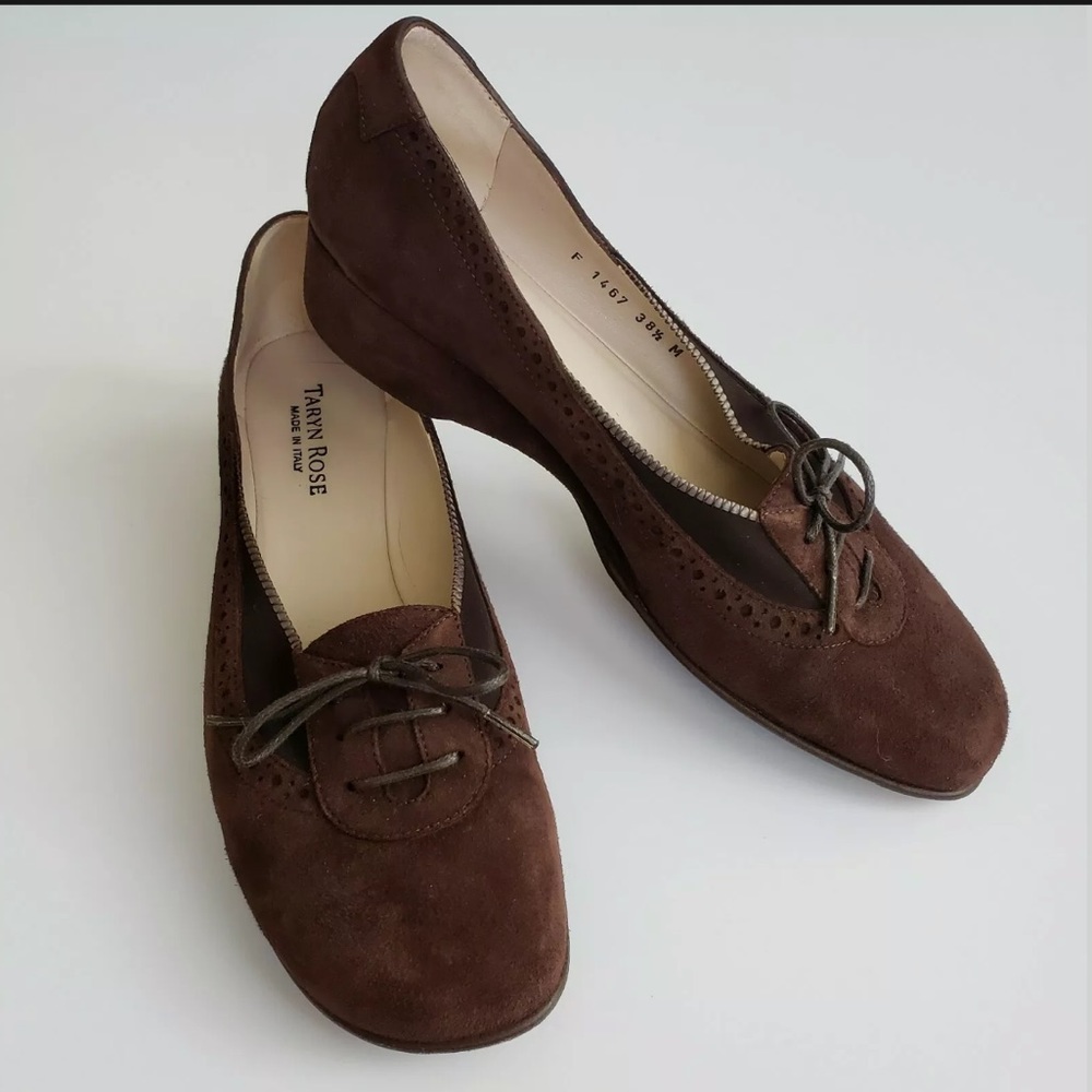 Taryn Rose Anthro Suede Brown Oxfords 8.5